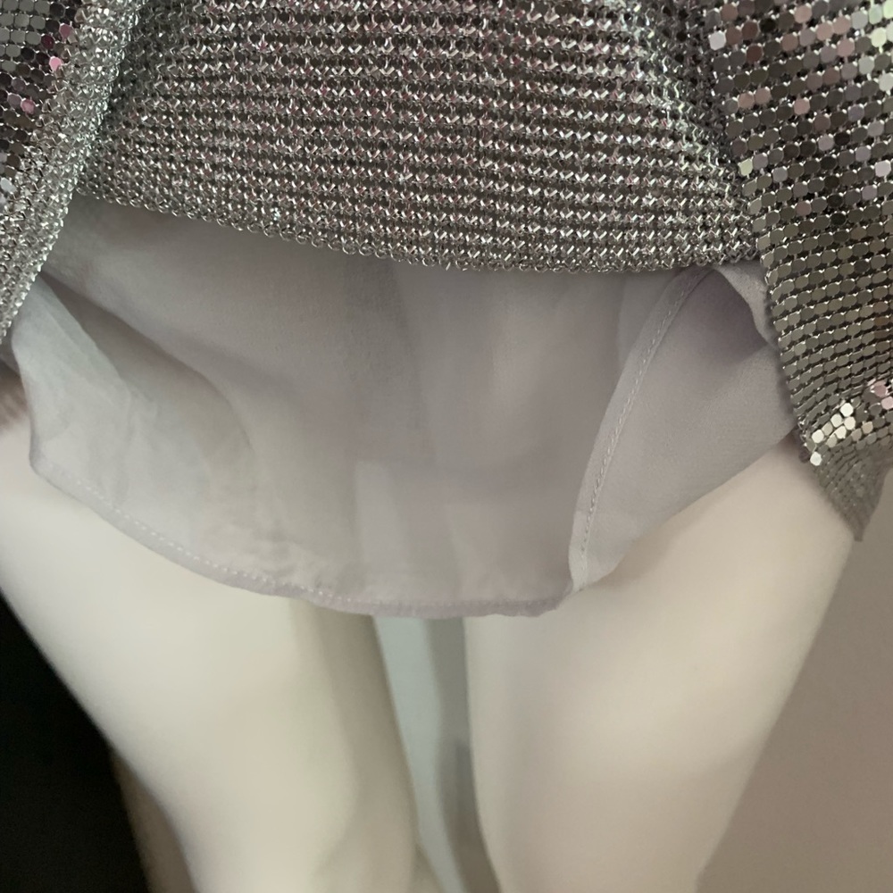 💃 EXPRESS silver chainmail metal mesh halter party dress S M - Picture 9 of 11
